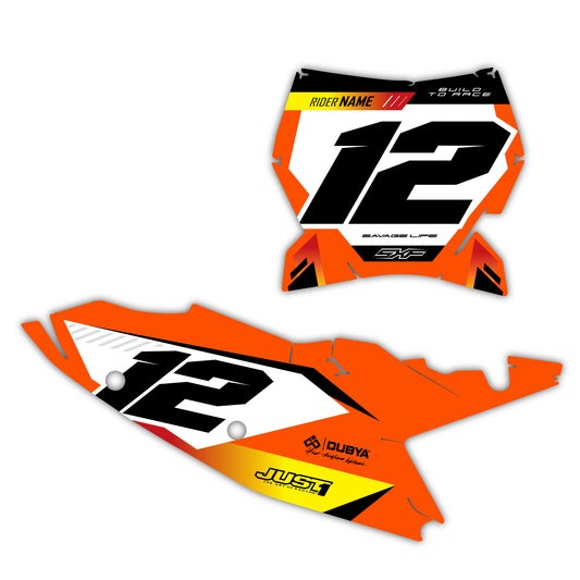 Front & Side Number Plate Graphics Kit - Fits KTM SX50, SX65, SX85, 125 SX, 250 SX-F, 350 SX-F, 450 SX-F, 250 EXC-F, 300 EXC, 500 EXC-F