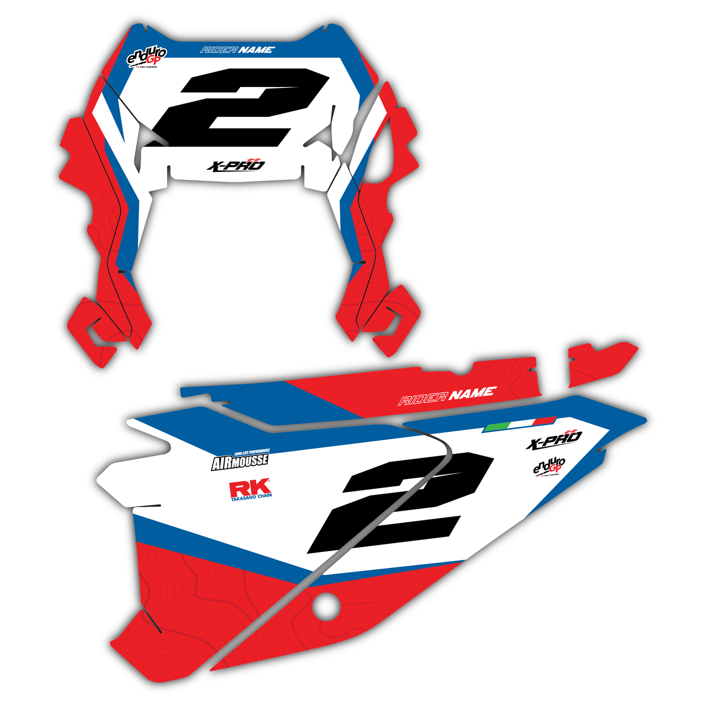 Front & Side Number Plate Graphics Kit - Fits Beta RR X-PRO RX 2T 250 350 RX 4T 450