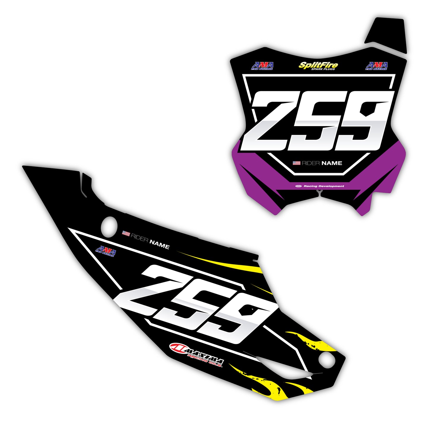 Front & Side Number Plate Graphics Kit - Fits Kawasaki KX65, KX85, KX250, KX250F, KX450F, KX450X