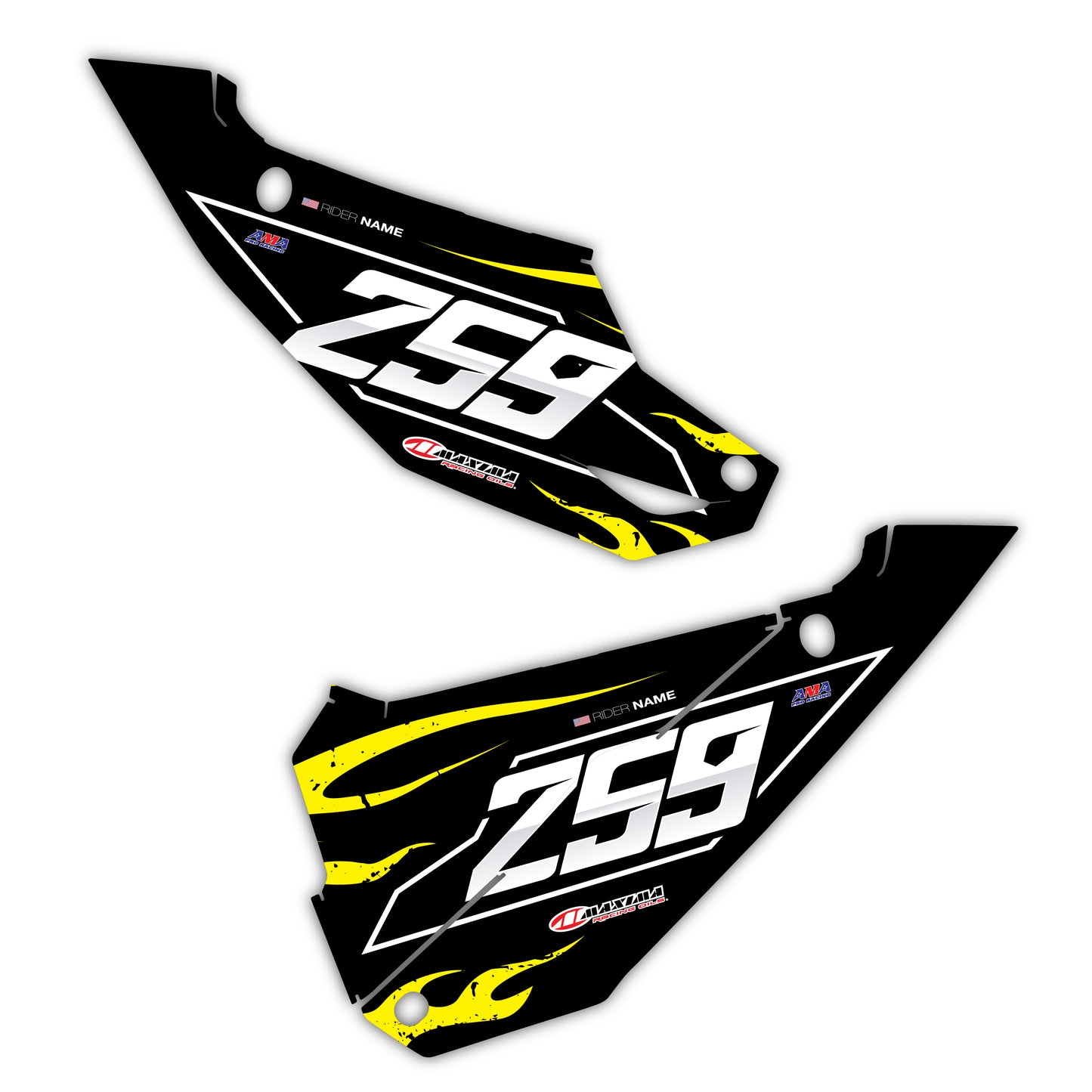 Side Number Plate Graphics Kit - Fits Kawasaki KX65, KX85, KX250, KX250F, KX450F, KX450X