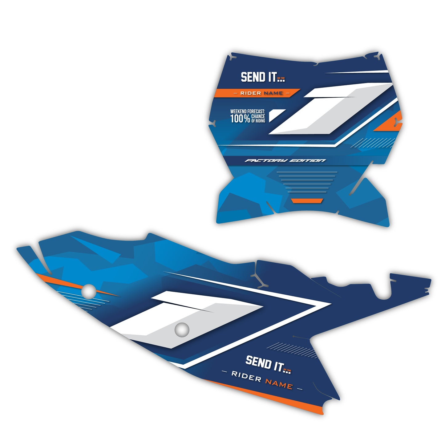 Front & Side Number Plate Graphics Kit - Fits KTM SX50, SX65, SX85, 125 SX, 250 SX-F, 350 SX-F, 450 SX-F, 250 EXC-F, 300 EXC, 500 EXC-F