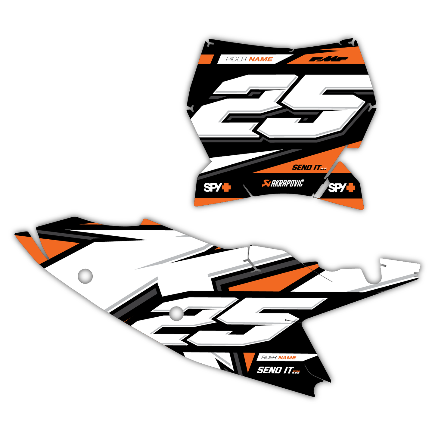 Front & Side Number Plate Graphics Kit - Fits KTM SX50, SX65, SX85, 125 SX, 250 SX-F, 350 SX-F, 450 SX-F, 250 EXC-F, 300 EXC, 500 EXC-F