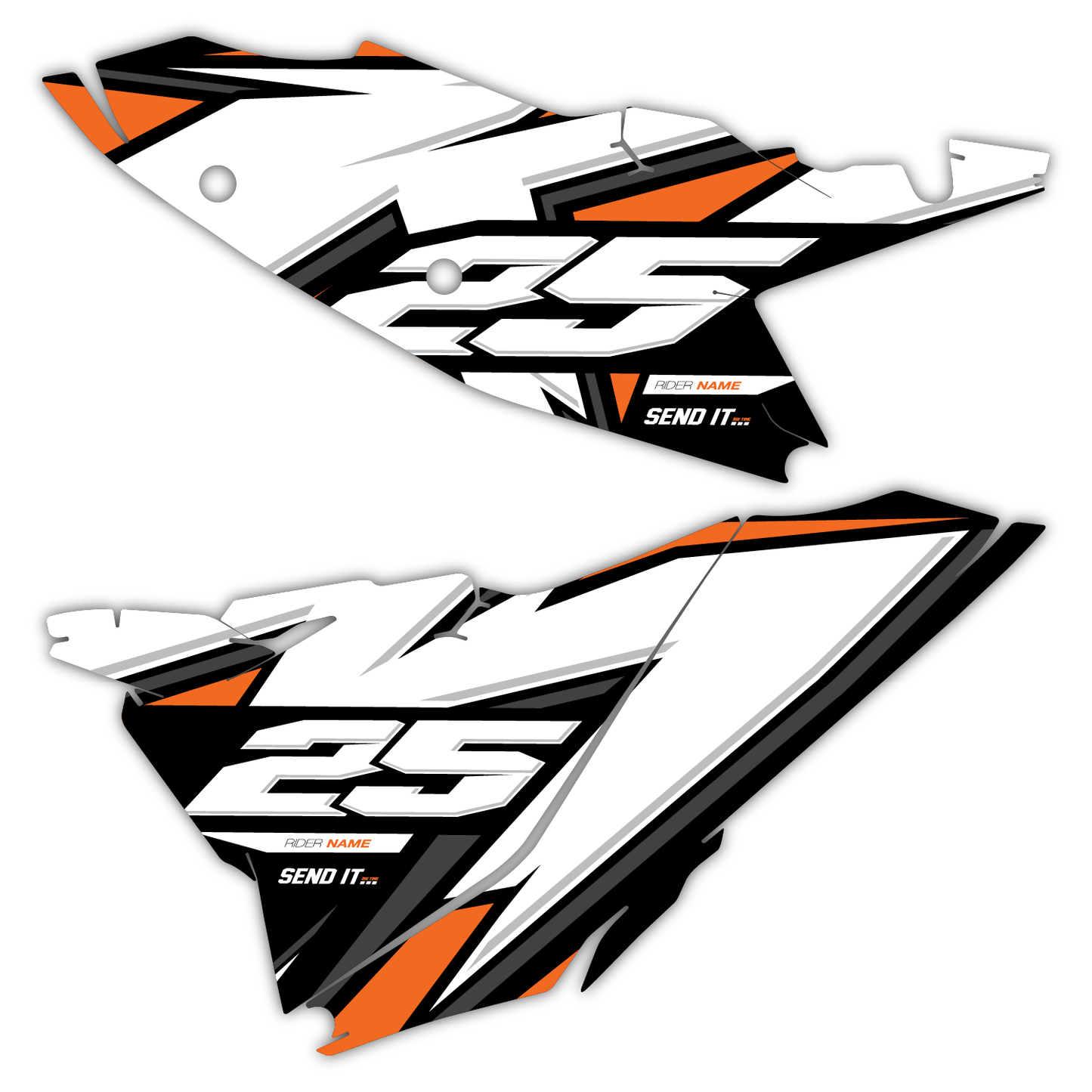 Side Number Plate Graphics Kit - Fits KTM SX50, SX65, SX85, 125 SX, 250 SX-F, 350 SX-F, 450 SX-F, 250 EXC-F, 300 EXC, 500 EXC-F
