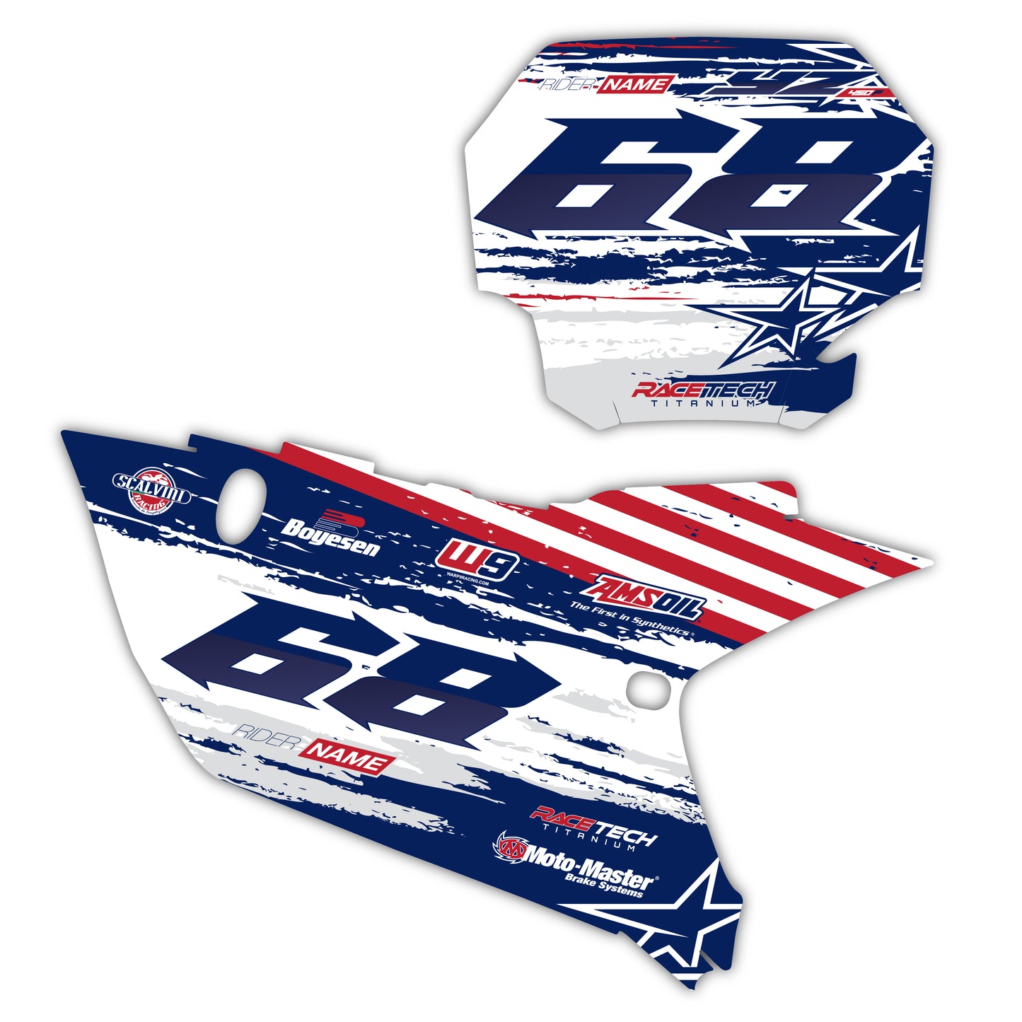 Front & Side Number Plate Graphics Kit - Fits Yamaha YZ125, YZ250, YZ250F, YZ450F, WR250F, WR450F