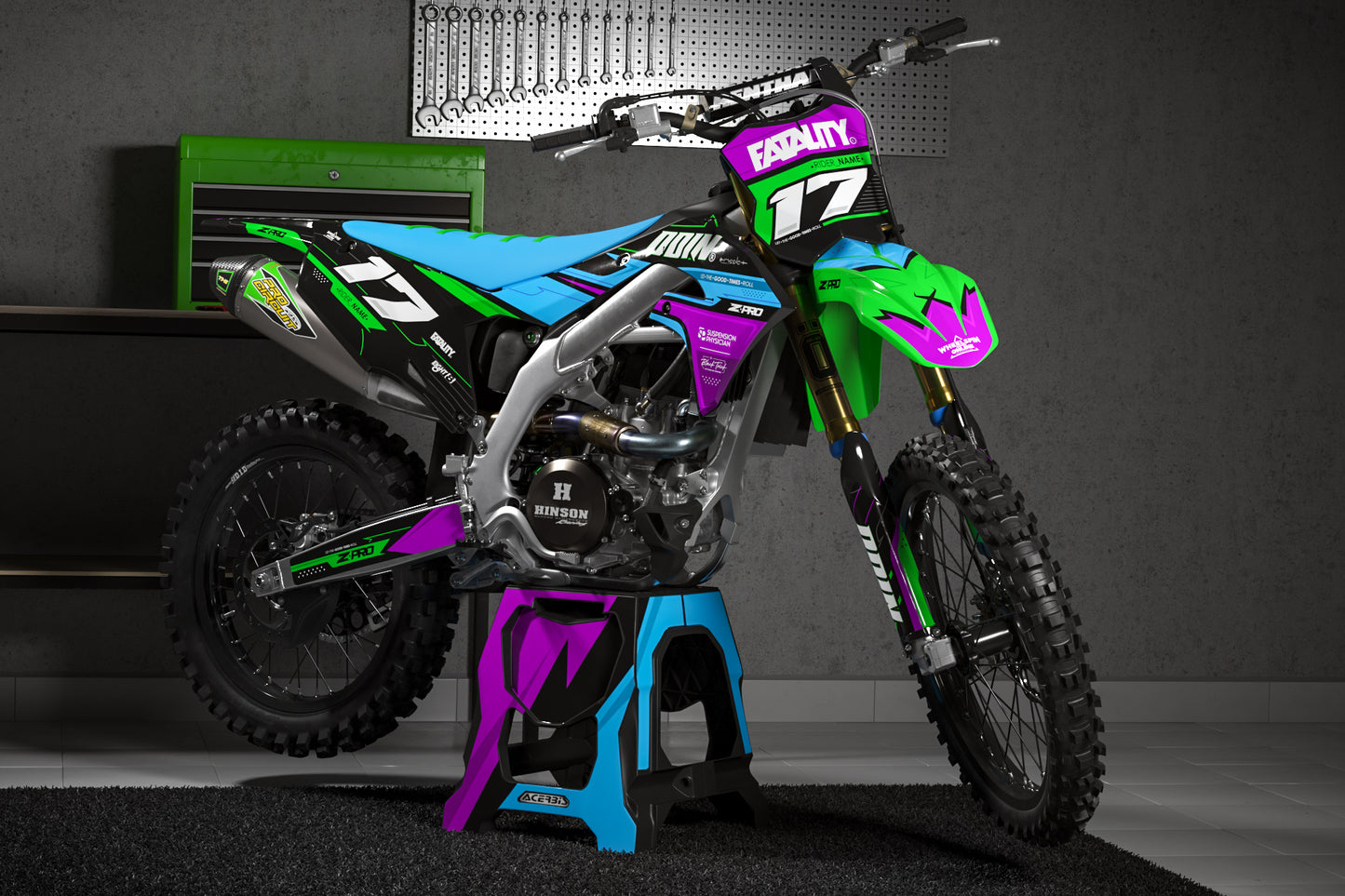 Kawasaki Synth Graphics Kit - KX65 KX85 KLX110 KX125 KX250 KX250F KX450F