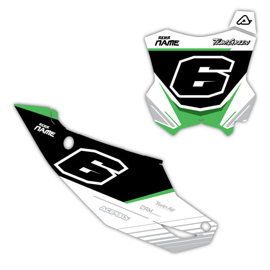Front & Side Number Plate Graphics Kit - Fits Kawasaki KX65, KX85, KX250, KX250F, KX450F, KX450X