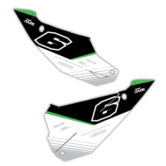 Side Number Plate Graphics Kit - Fits Kawasaki KX65, KX85, KX250, KX250F, KX450F, KX450X