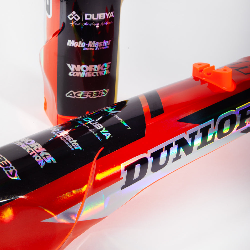 UFO KTM Fork Guard Plastics with Holographic Graphics Fitted SX SXF 2023 – 2024 EXC EXCF 2024, Neon Orange