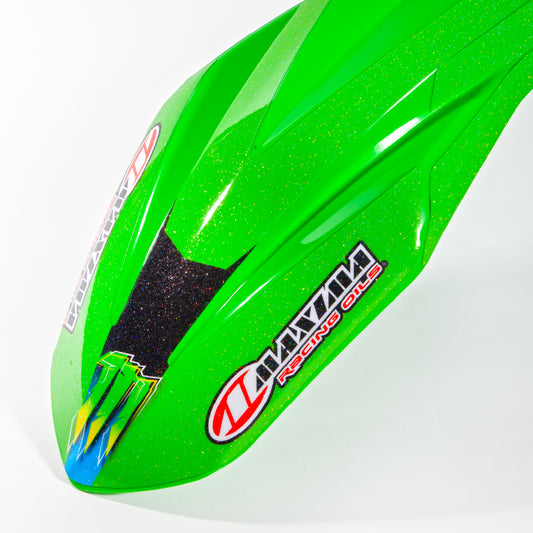 Polisport Kawasaki Front Fender Plastic with Cosmic Shift Graphics Fitted KXF 250 2017 - 2022 KXF 450 2016 - 22, Green