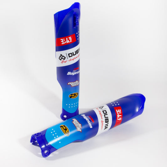 UFO Yamaha Fork Guard Plastics with Matt Graphics Fitted YZF 250 2024 - 2025 YZF 450 2023 - 25, Blue
