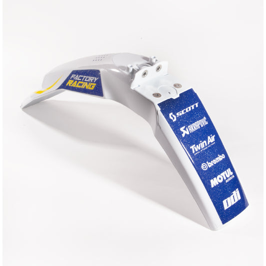 Polisport Husqvarna Front Fender Plastic with Apollo Silver Graphics Fitted TC FC 2016 - 2022 TC 250 TE FE 2017 – 2023, White