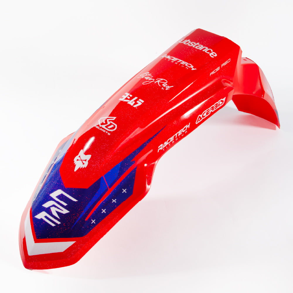 Polisport Honda Front Fender Plastic with Mars Red Graphics Fitted CRF 250 R 2022 - 2023 CRF 450 R 2021 - 23, Red