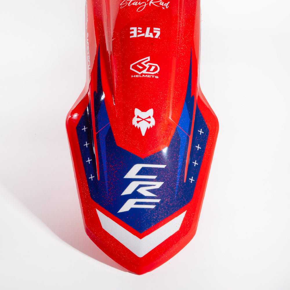 Polisport Honda Front Fender Plastic with Mars Red Graphics Fitted CRF 250 R 2022 - 2023 CRF 450 R 2021 - 23, Red