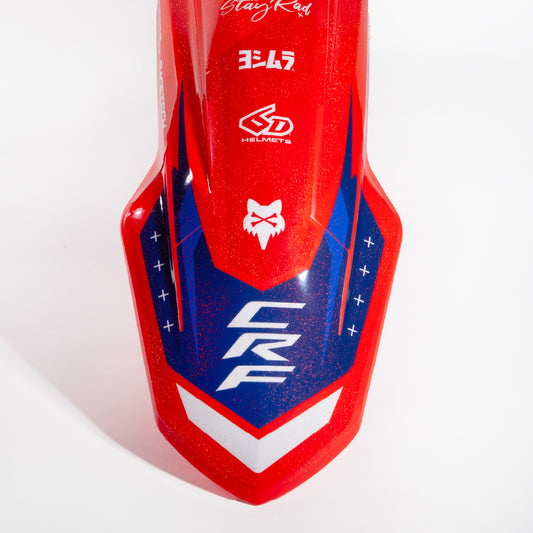 Polisport Honda Front Fender Plastic with Mars Red Graphics Fitted CRF 250 R 2022 - 2023 CRF 450 R 2021 - 23, Red