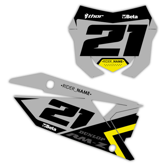 Front & Side Number Plate Graphics Kit - Fits Suzuki RM85, RM125, RM250, RM-Z250, RM-Z450