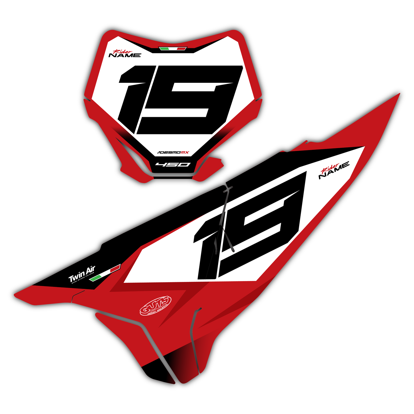 Front & Side Number Plate Graphics Kit - Fits Ducati Desmo 250 MX 450 MX