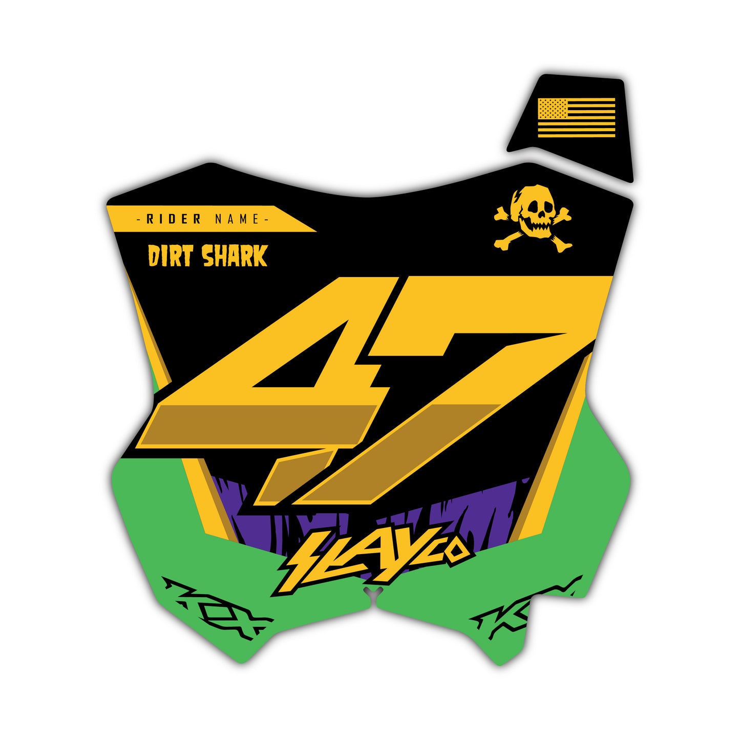 Front Number Plate Graphics Kit - Fits Kawasaki KX65, KX85, KX250, KX250F, KX450F, KX450X