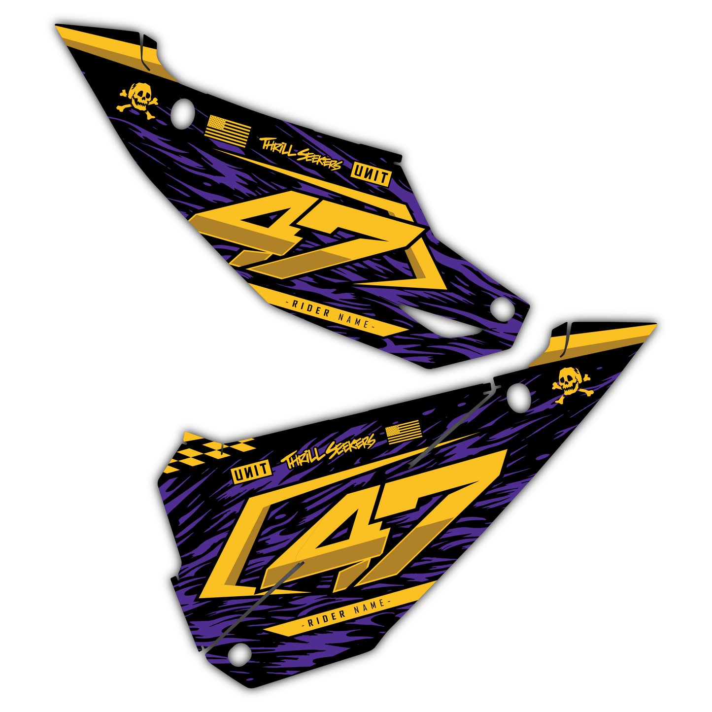 Side Number Plate Graphics Kit - Fits Kawasaki KX65, KX85, KX250, KX250F, KX450F, KX450X