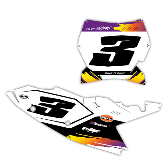 Front & Side Number Plate Graphics Kit - Fits KTM SX50, SX65, SX85, 125 SX, 250 SX-F, 350 SX-F, 450 SX-F, 250 EXC-F, 300 EXC, 500 EXC-F