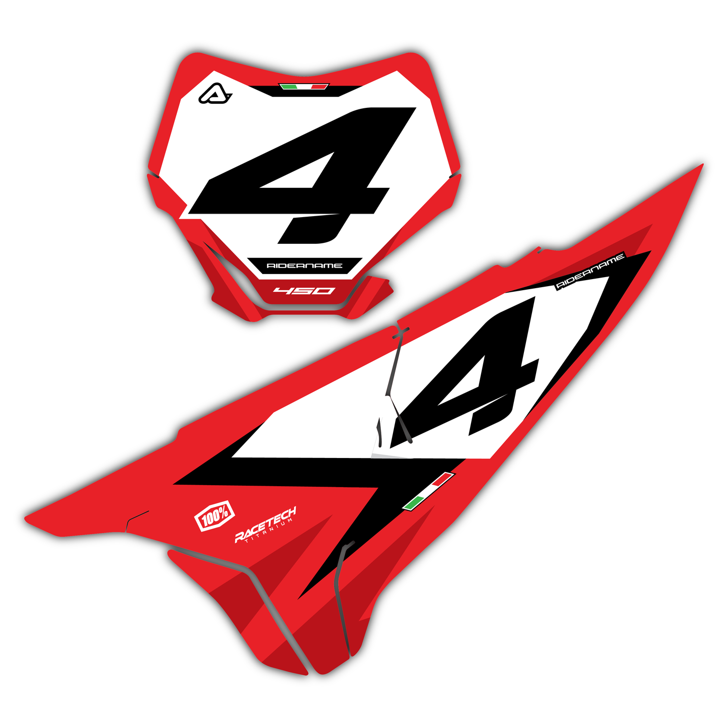 Front & Side Number Plate Graphics Kit - Fits Ducati Desmo 250 MX 450 MX