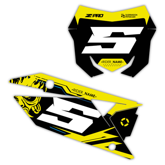 Front & Side Number Plate Graphics Kit - Fits Suzuki RM85, RM125, RM250, RM-Z250, RM-Z450