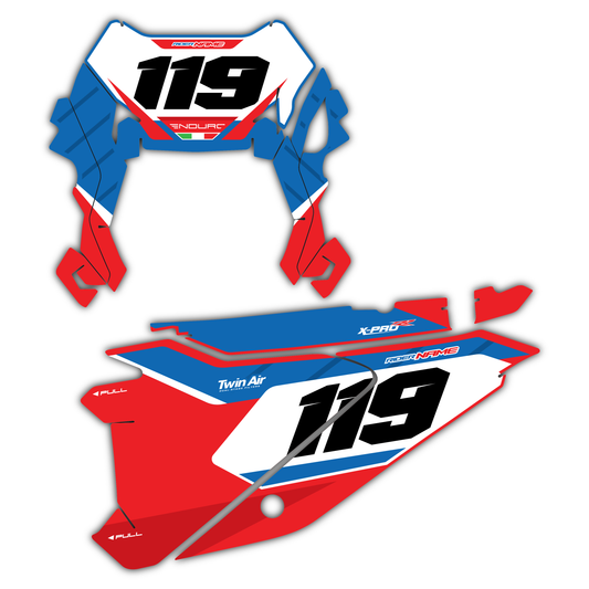 Front & Side Number Plate Graphics Kit - Fits Beta RR X-PRO RX 2T 250 350 RX 4T 450
