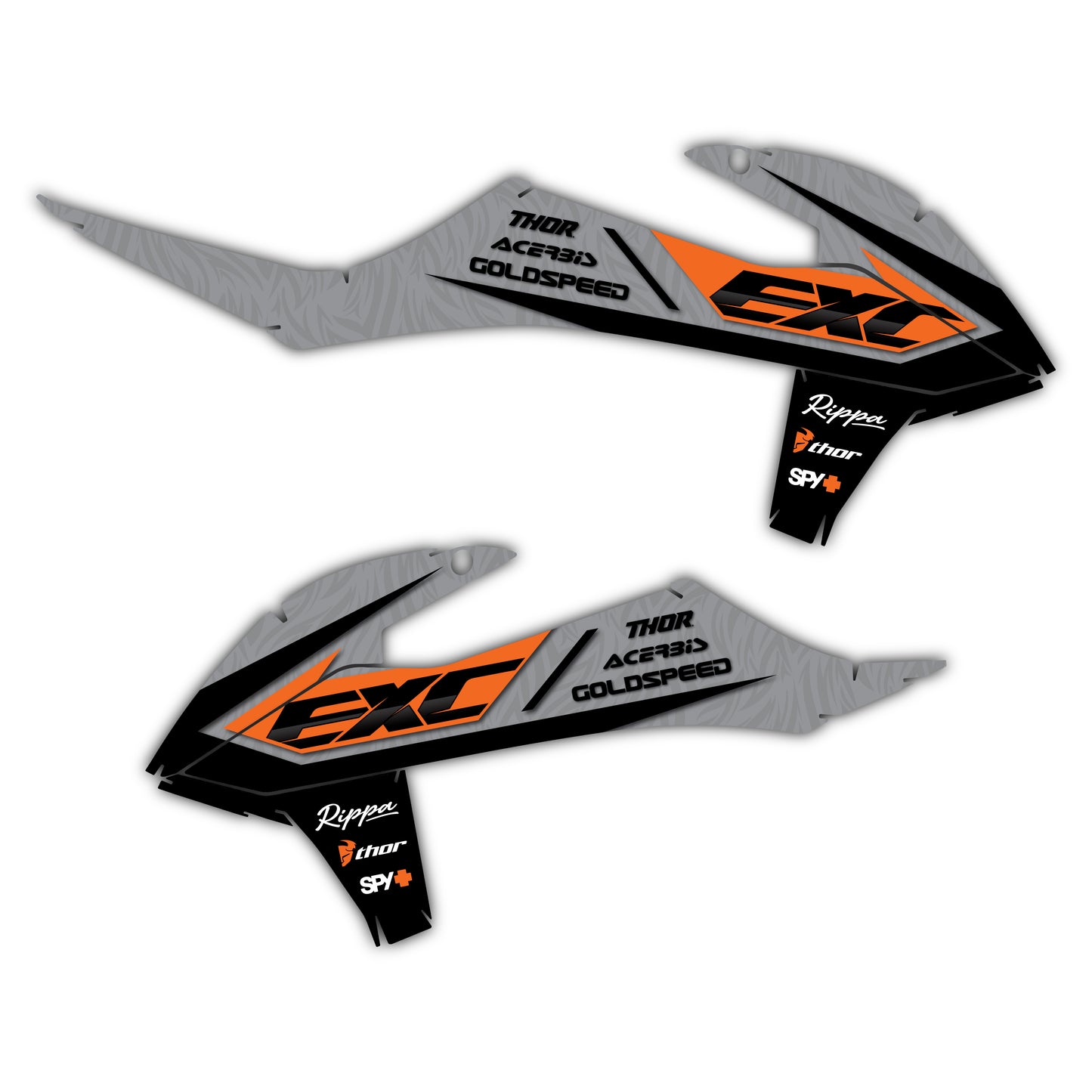 Radiator Shroud Graphics Kit - Fits KTM SX50, SX65, SX85, 125 SX, 250 SX-F, 350 SX-F, 450 SX-F, 250 EXC-F, 300 EXC, 500 EXC-F