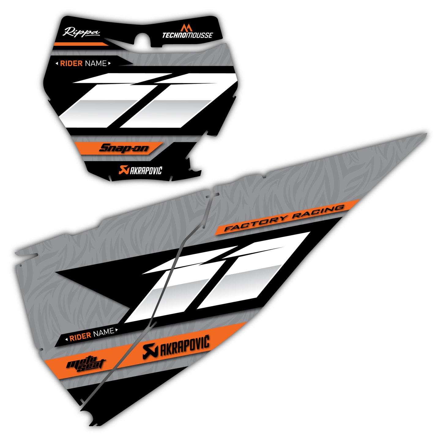 Front & Side Number Plate Graphics Kit - Fits KTM SX50, SX65, SX85, 125 SX, 250 SX-F, 350 SX-F, 450 SX-F, 250 EXC-F, 300 EXC, 500 EXC-F