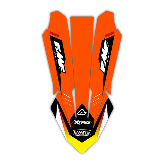 Front Fender Graphics Kit - Fits KTM SX50, SX65, SX85, 125 SX, 250 SX-F, 350 SX-F, 450 SX-F, 250 EXC-F, 300 EXC, 500 EXC-F