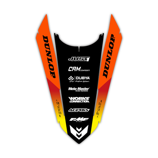 Rear Fender Graphics Kit - Fits KTM SX50, SX65, SX85, 125 SX, 250 SX-F, 350 SX-F, 450 SX-F, 250 EXC-F, 300 EXC, 500 EXC-F