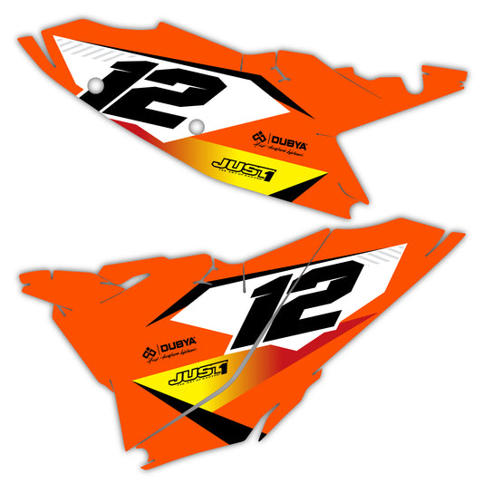 Side Number Plate Graphics Kit - Fits KTM SX50, SX65, SX85, 125 SX, 250 SX-F, 350 SX-F, 450 SX-F, 250 EXC-F, 300 EXC, 500 EXC-F