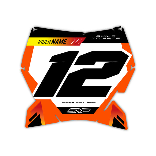 Front Number Plate Graphics Kit - Fits KTM SX50, SX65, SX85, 125 SX, 250 SX-F, 350 SX-F, 450 SX-F, 250 EXC-F, 300 EXC, 500 EXC-F