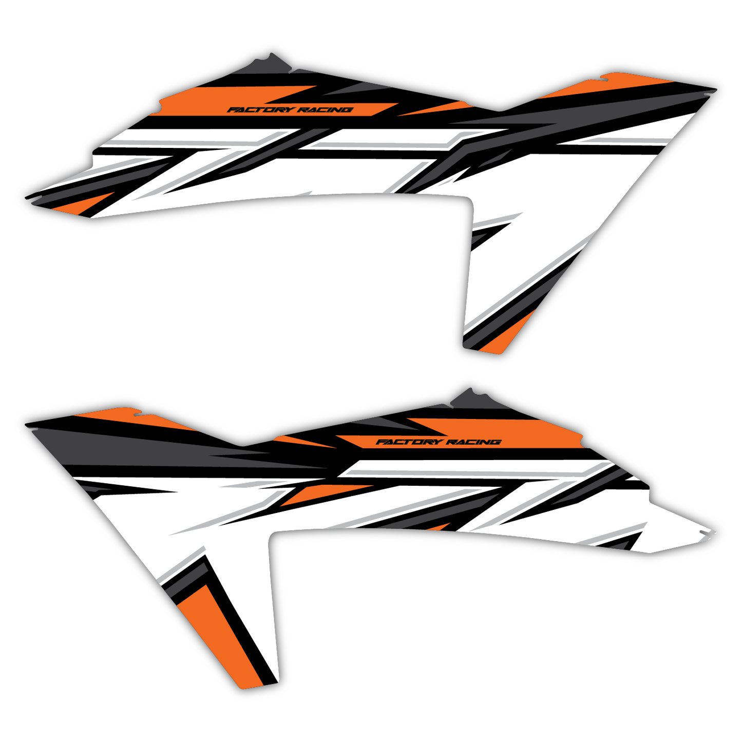 Radiator Shroud Graphics Kit - Fits KTM SX50, SX65, SX85, 125 SX, 250 SX-F, 350 SX-F, 450 SX-F, 250 EXC-F, 300 EXC, 500 EXC-F