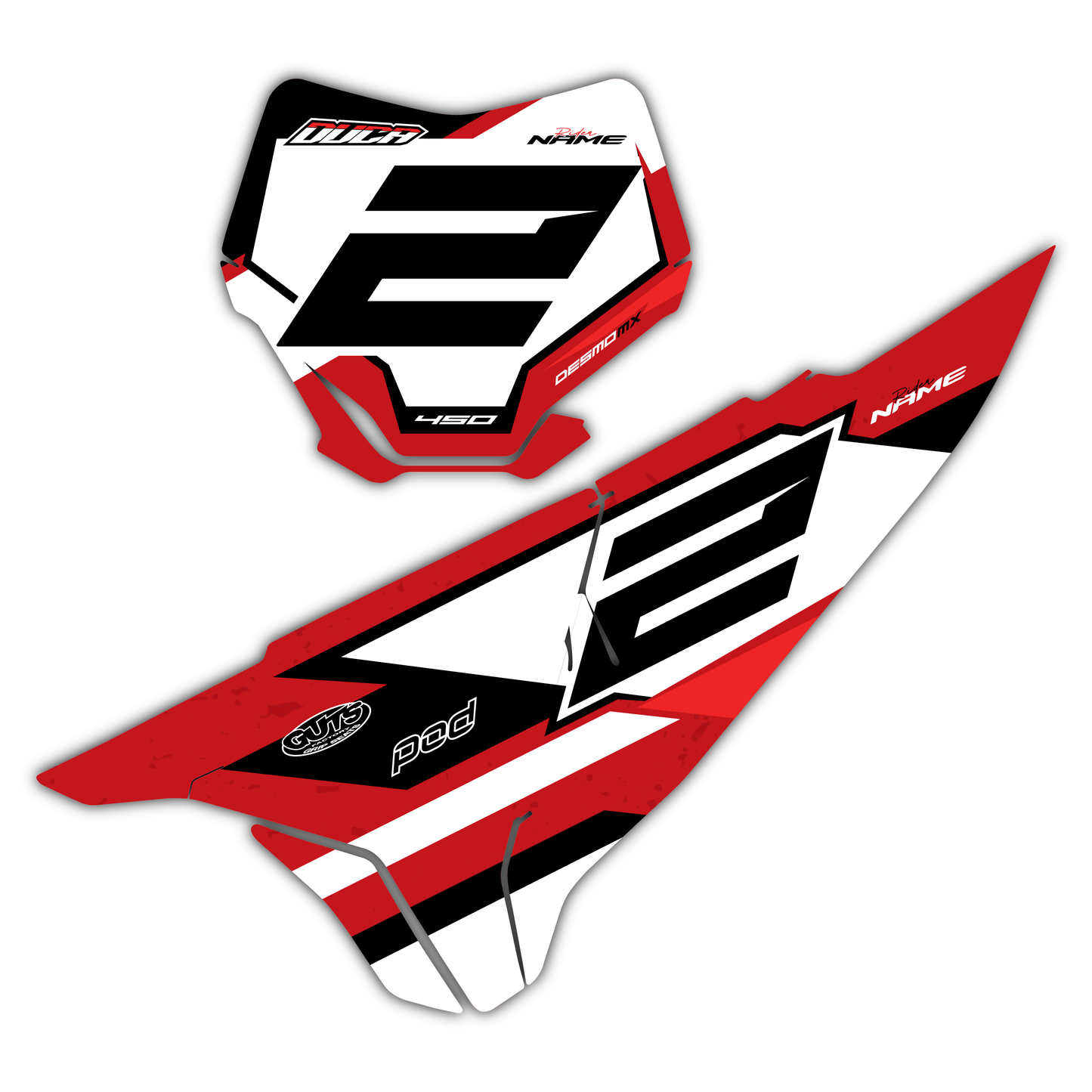 Front & Side Number Plate Graphics Kit - Fits Ducati Desmo 250 MX 450 MX