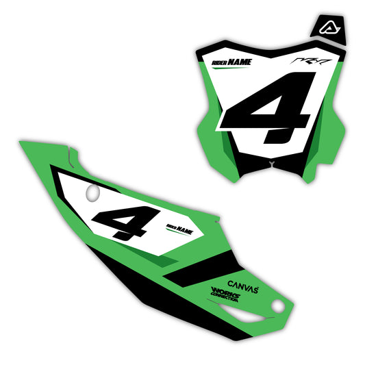 Front & Side Number Plate Graphics Kit - Fits Kawasaki KX65, KX85, KX250, KX250F, KX450F, KX450X