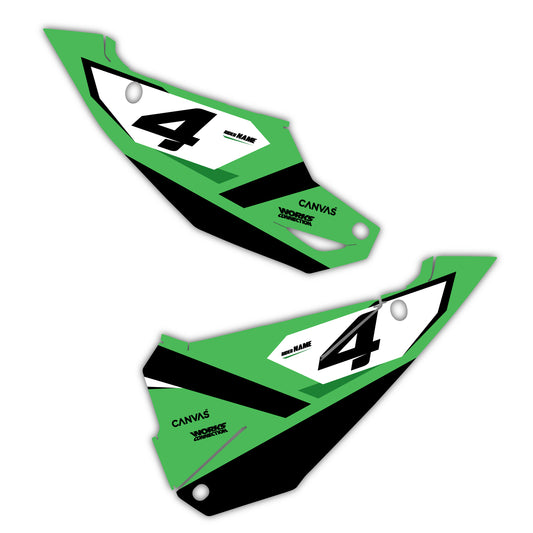 Side Number Plate Graphics Kit - Fits Kawasaki KX65, KX85, KX250, KX250F, KX450F, KX450X